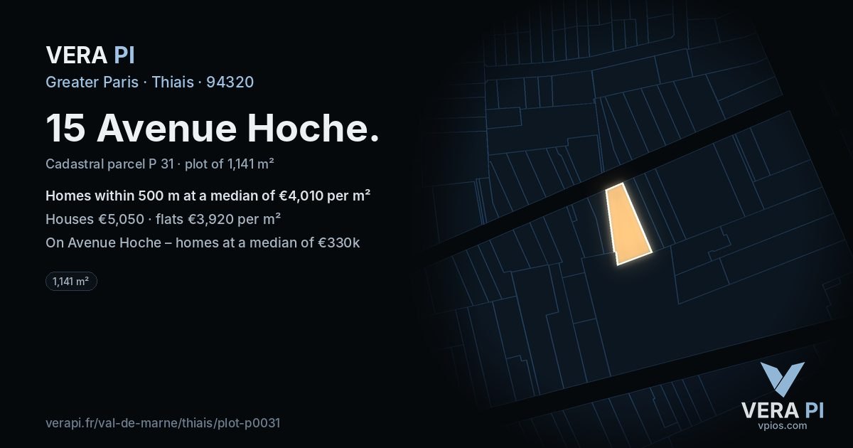 15 Avenue Hoche, Thiais at night – the plot lit, the parcels around coloured by the prices near them