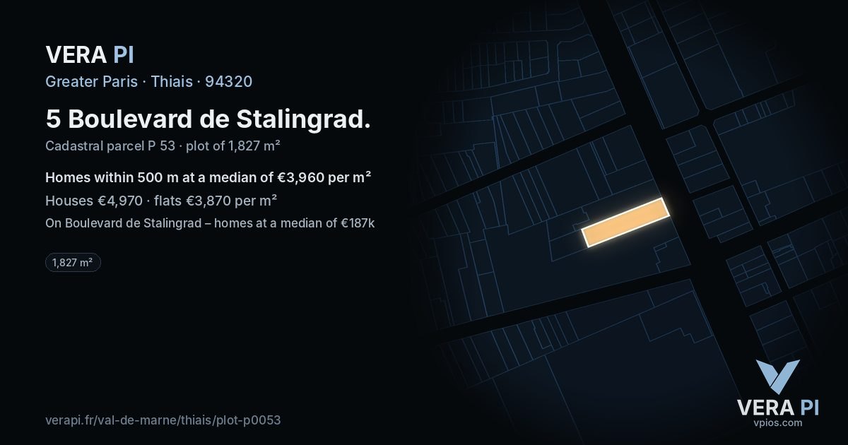 5 Boulevard de Stalingrad, Thiais at night – the plot lit, the parcels around coloured by the prices near them