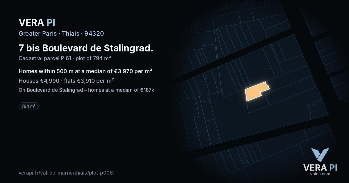 7 bis Boulevard de Stalingrad, Thiais at night – the plot lit, the parcels around coloured by the prices near them