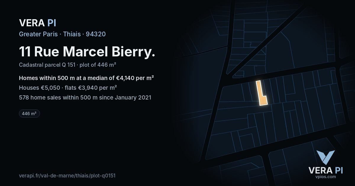 11 Rue Marcel Bierry, Thiais at night – the plot lit, the parcels around coloured by the prices near them