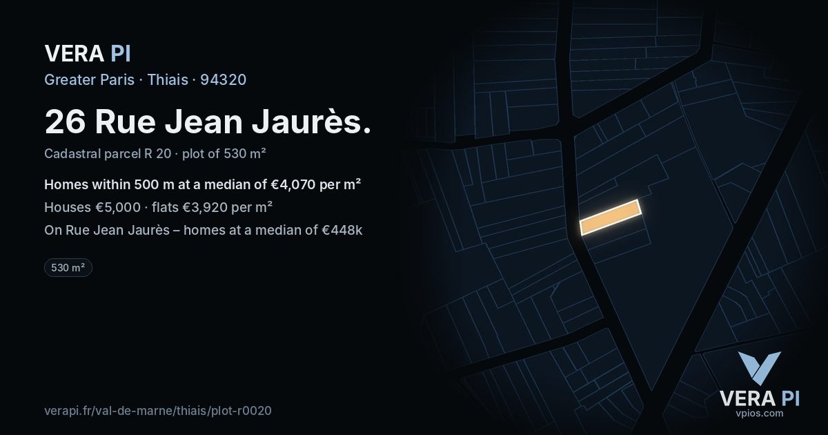 26 Rue Jean Jaurès, Thiais at night – the plot lit, the parcels around coloured by the prices near them