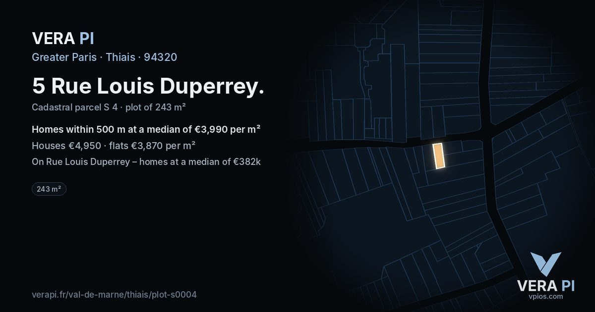 5 Rue Louis Duperrey, Thiais at night – the plot lit, the parcels around coloured by the prices near them