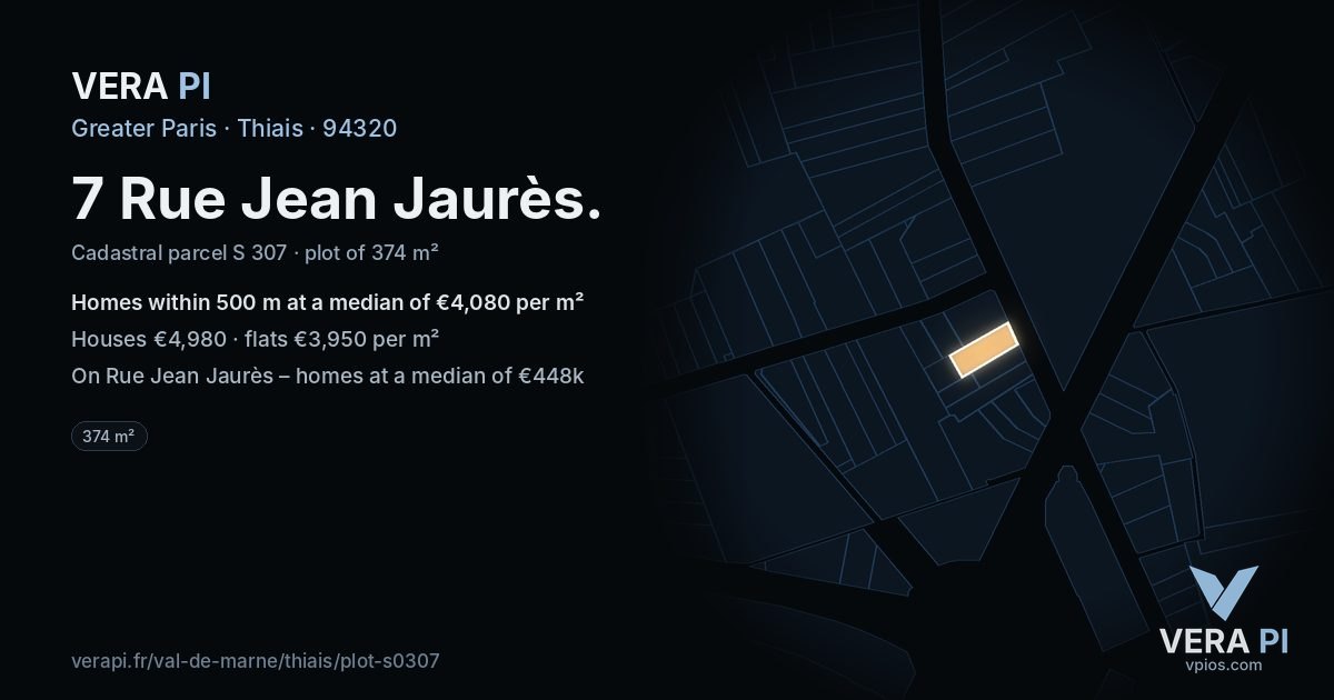 7 Rue Jean Jaurès, Thiais at night – the plot lit, the parcels around coloured by the prices near them