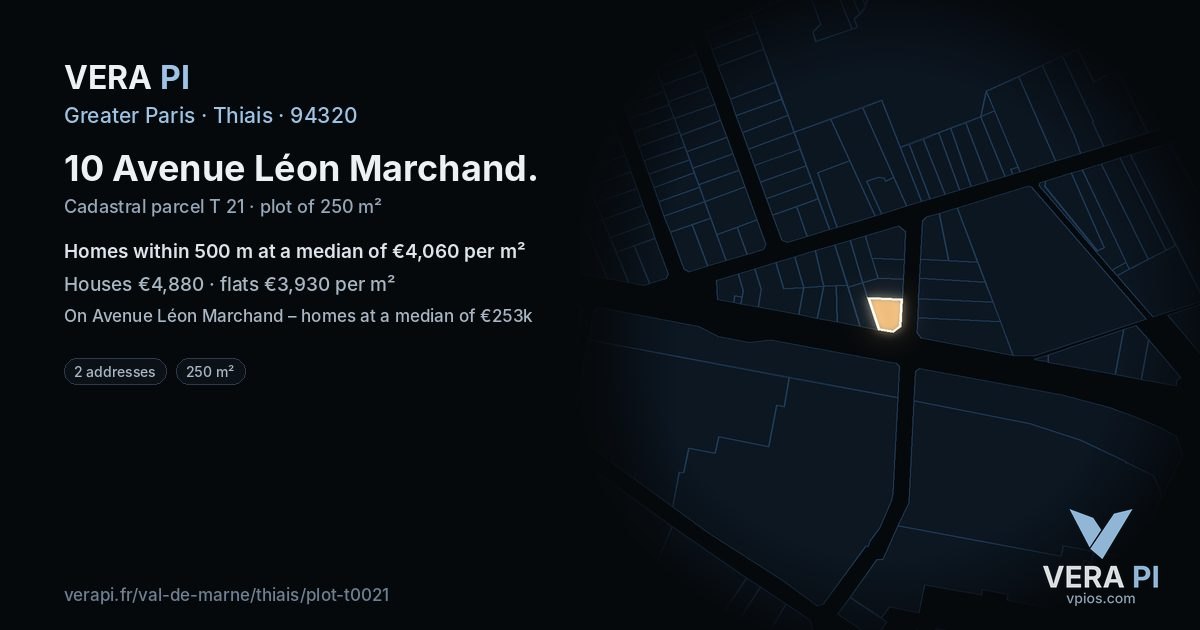 10 Avenue Léon Marchand, Thiais at night – the plot lit, the parcels around coloured by the prices near them