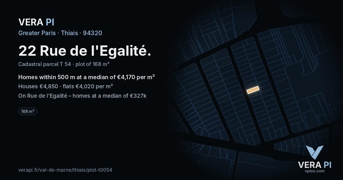 22 Rue de l'Egalité, Thiais at night – the plot lit, the parcels around coloured by the prices near them