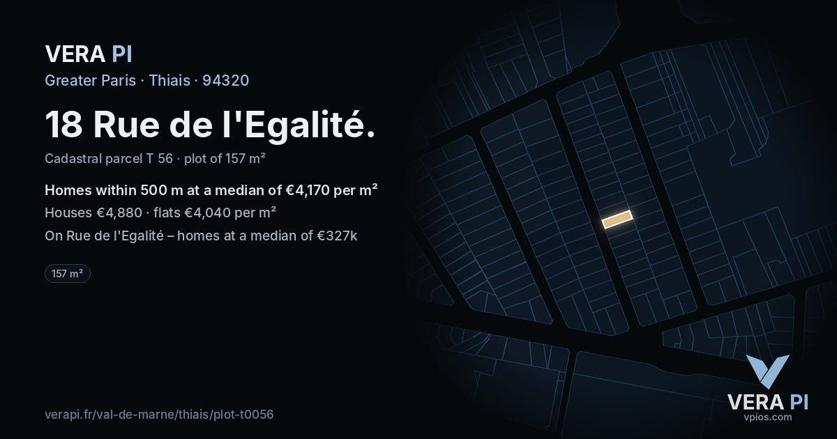 18 Rue de l'Egalité, Thiais at night – the plot lit, the parcels around coloured by the prices near them