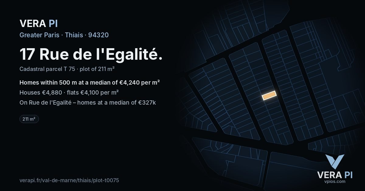 17 Rue de l'Egalité, Thiais at night – the plot lit, the parcels around coloured by the prices near them