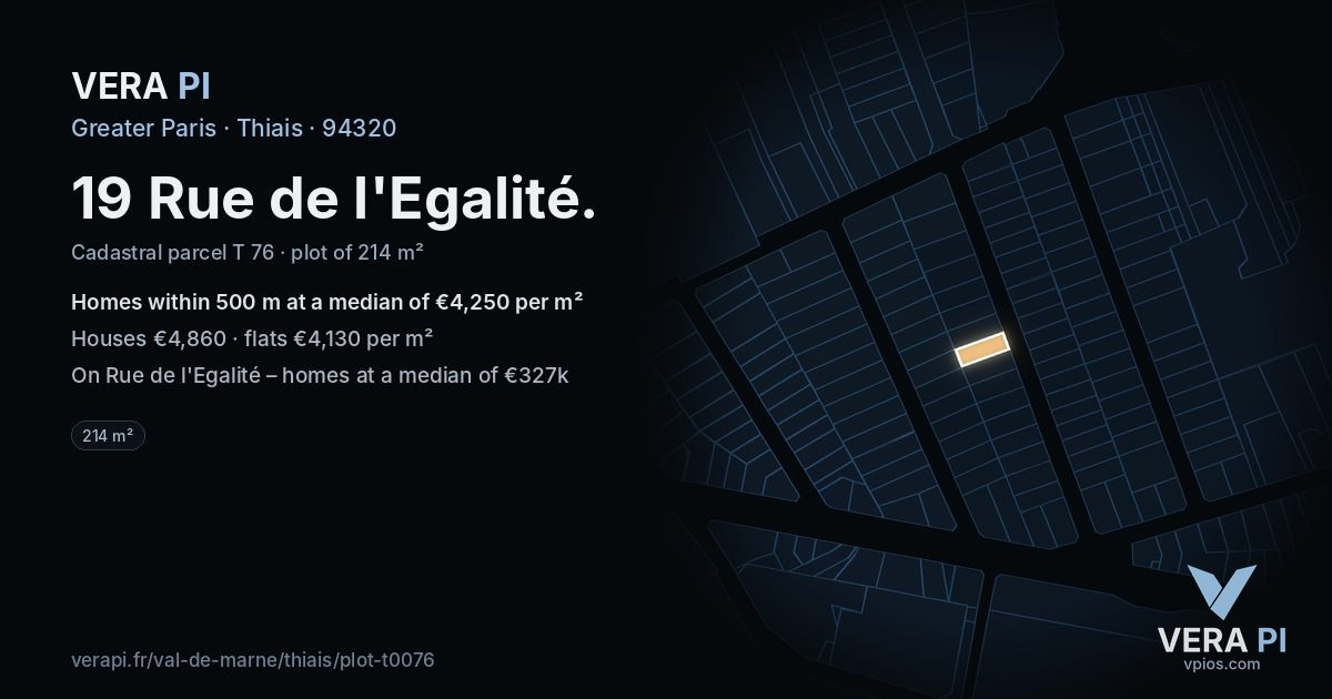 19 Rue de l'Egalité, Thiais at night – the plot lit, the parcels around coloured by the prices near them