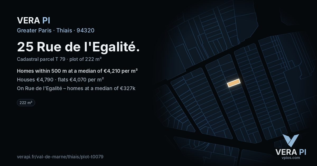 25 Rue de l'Egalité, Thiais at night – the plot lit, the parcels around coloured by the prices near them