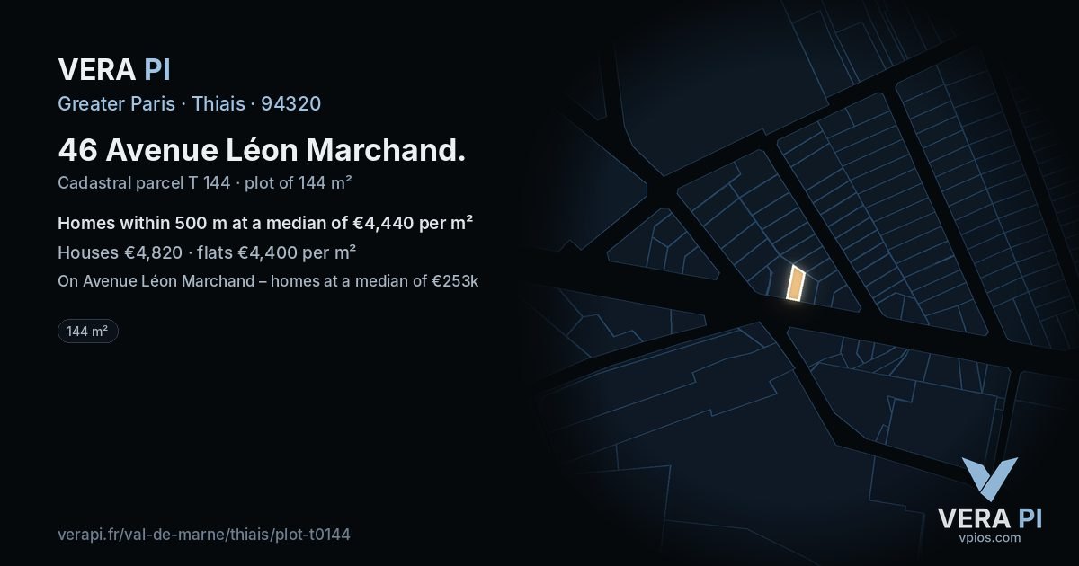 46 Avenue Léon Marchand, Thiais at night – the plot lit, the parcels around coloured by the prices near them