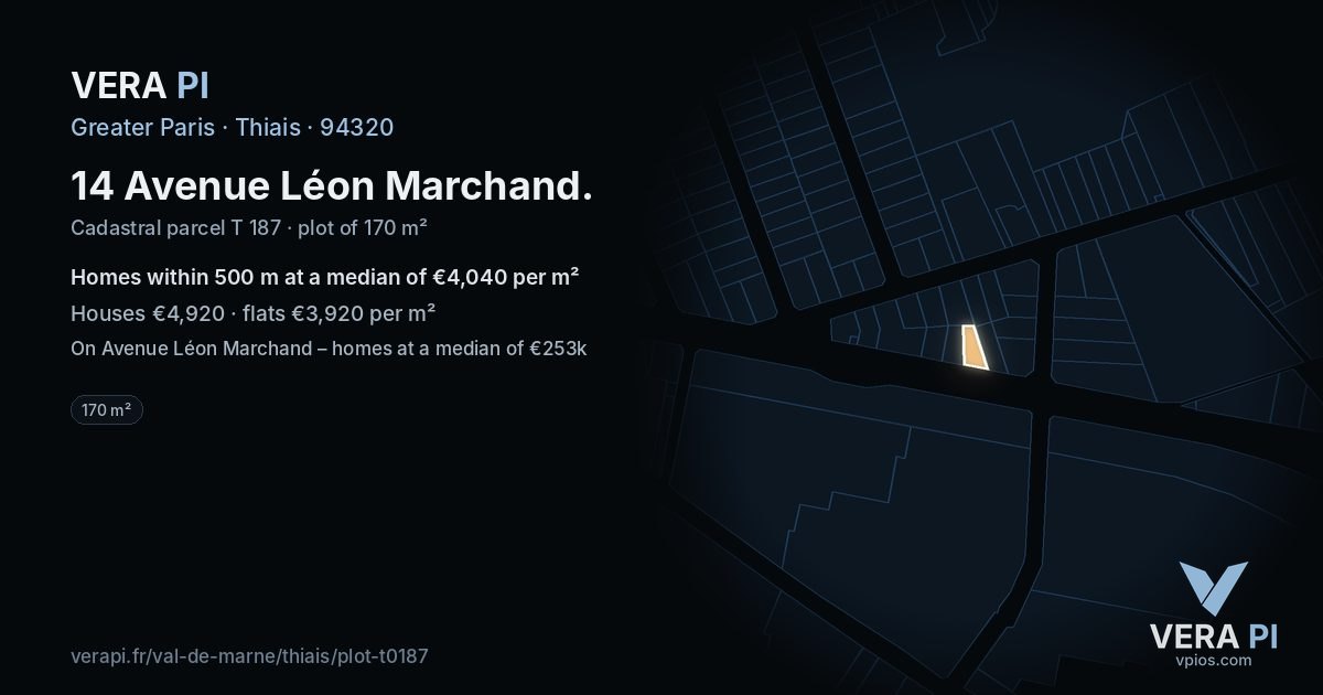 14 Avenue Léon Marchand, Thiais at night – the plot lit, the parcels around coloured by the prices near them