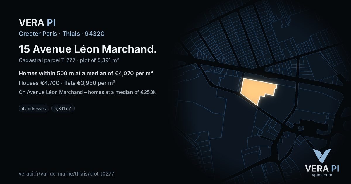 15 Avenue Léon Marchand, Thiais at night – the plot lit, the parcels around coloured by the prices near them