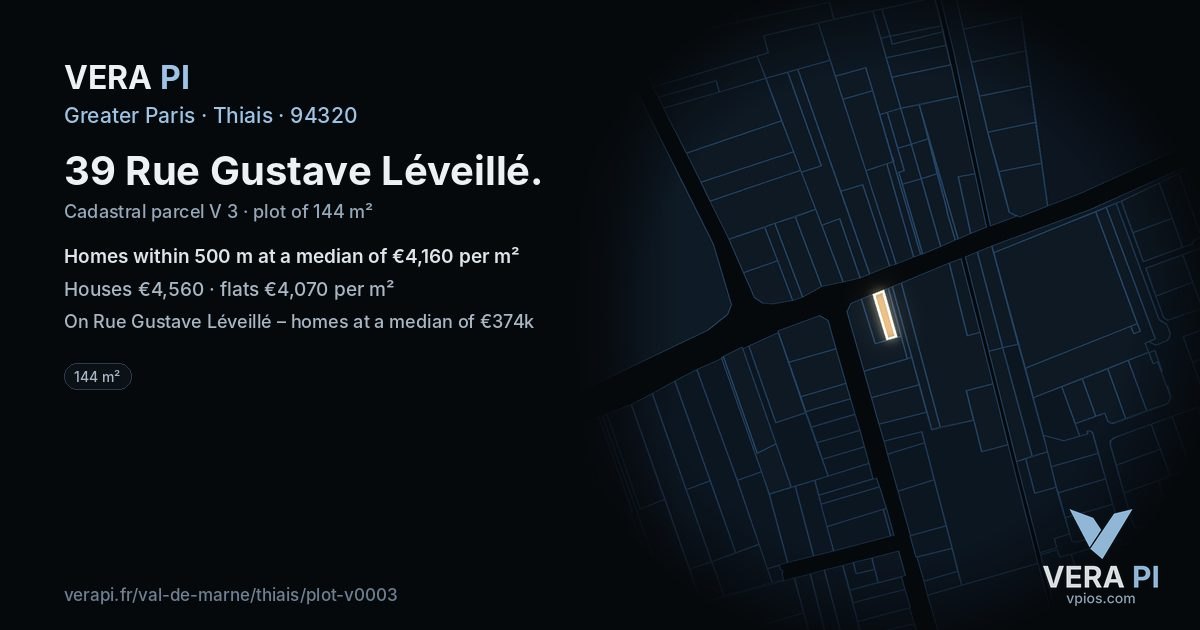 39 Rue Gustave Léveillé, Thiais at night – the plot lit, the parcels around coloured by the prices near them