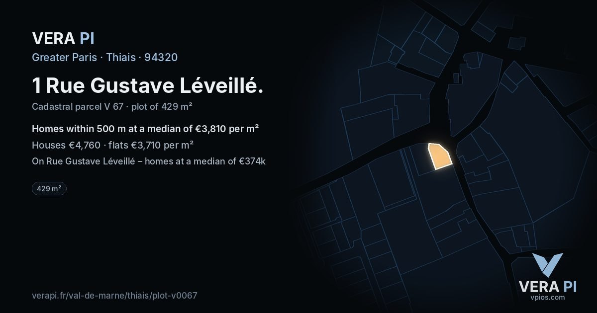 1 Rue Gustave Léveillé, Thiais at night – the plot lit, the parcels around coloured by the prices near them