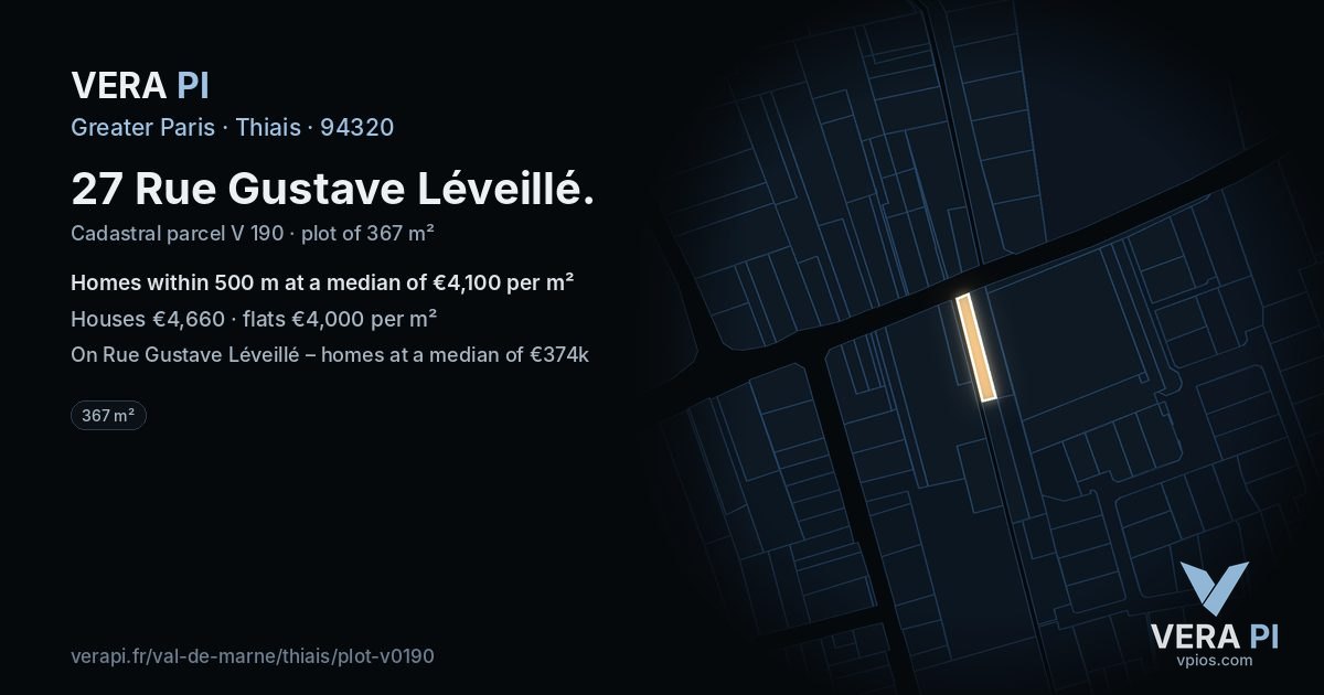 27 Rue Gustave Léveillé, Thiais at night – the plot lit, the parcels around coloured by the prices near them