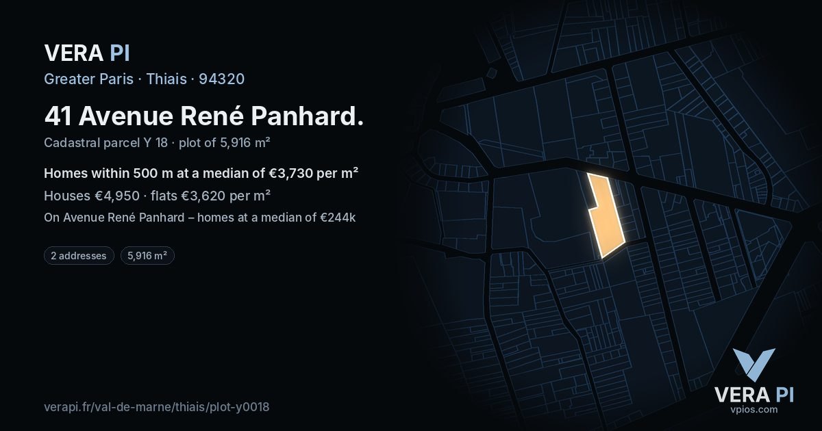 41 Avenue René Panhard, Thiais at night – the plot lit, the parcels around coloured by the prices near them