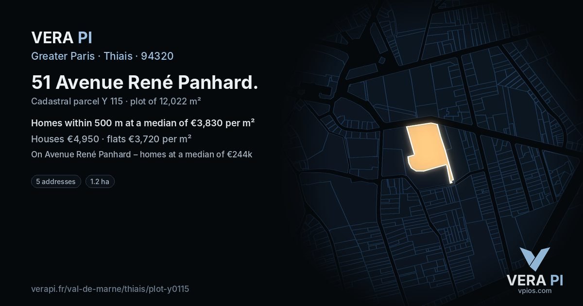 51 Avenue René Panhard, Thiais at night – the plot lit, the parcels around coloured by the prices near them