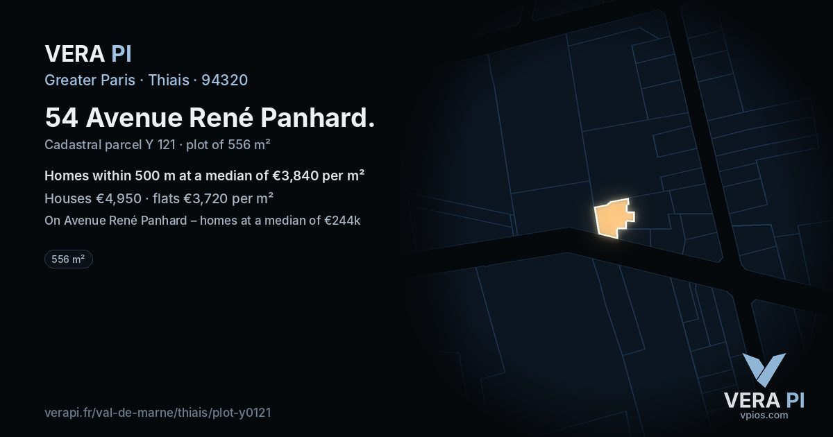 54 Avenue René Panhard, Thiais at night – the plot lit, the parcels around coloured by the prices near them