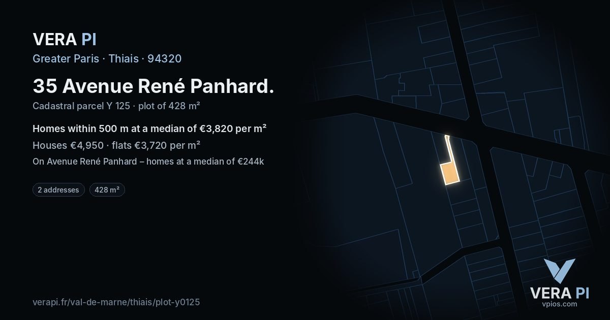 35 Avenue René Panhard, Thiais at night – the plot lit, the parcels around coloured by the prices near them