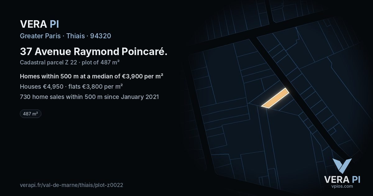 37 Avenue Raymond Poincaré, Thiais at night – the plot lit, the parcels around coloured by the prices near them