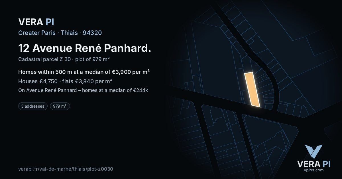 12 Avenue René Panhard, Thiais at night – the plot lit, the parcels around coloured by the prices near them