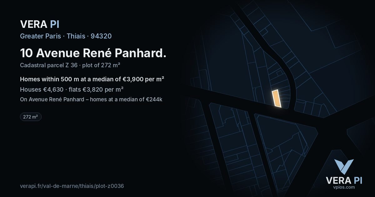 10 Avenue René Panhard, Thiais at night – the plot lit, the parcels around coloured by the prices near them