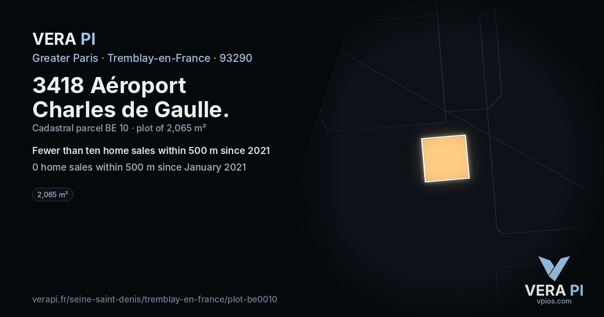 3418 Aéroport Charles de Gaulle, Tremblay-en-France at night – the plot lit, the parcels around coloured by the prices near them