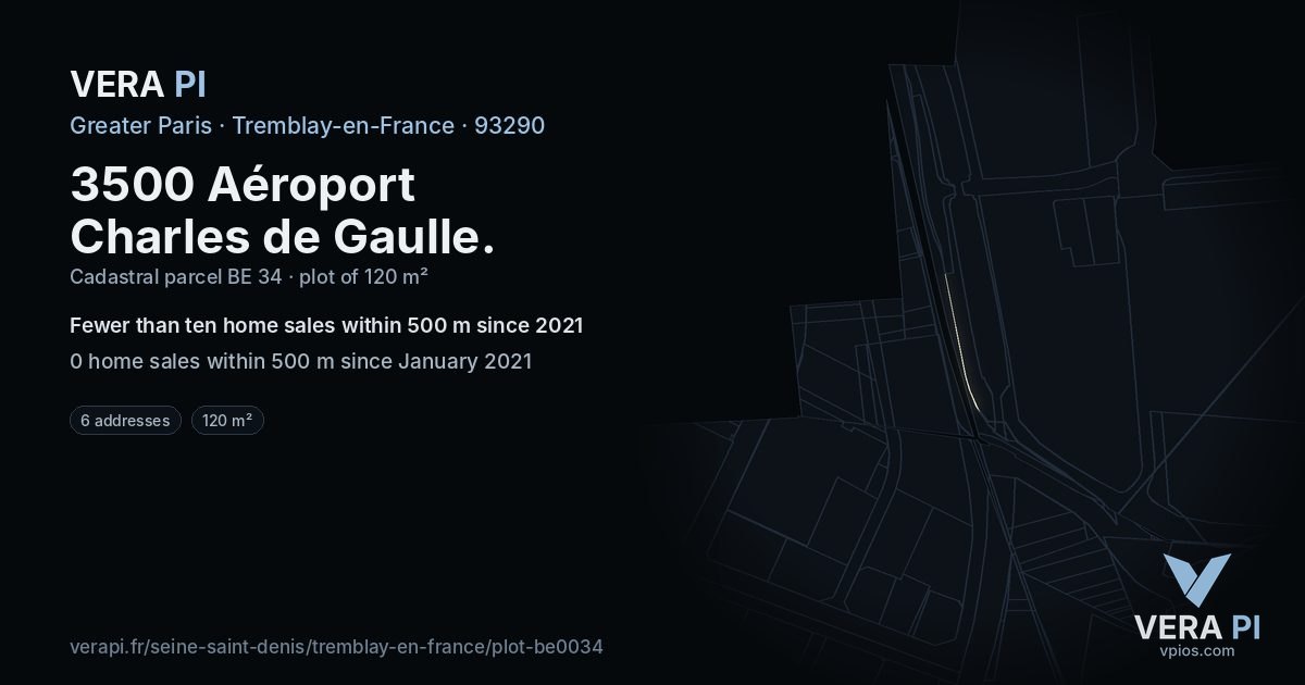 3500 Aéroport Charles de Gaulle, Tremblay-en-France at night – the plot lit, the parcels around coloured by the prices near them
