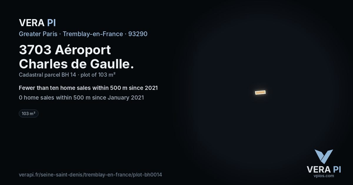 3703 Aéroport Charles de Gaulle, Tremblay-en-France at night – the plot lit, the parcels around coloured by the prices near them