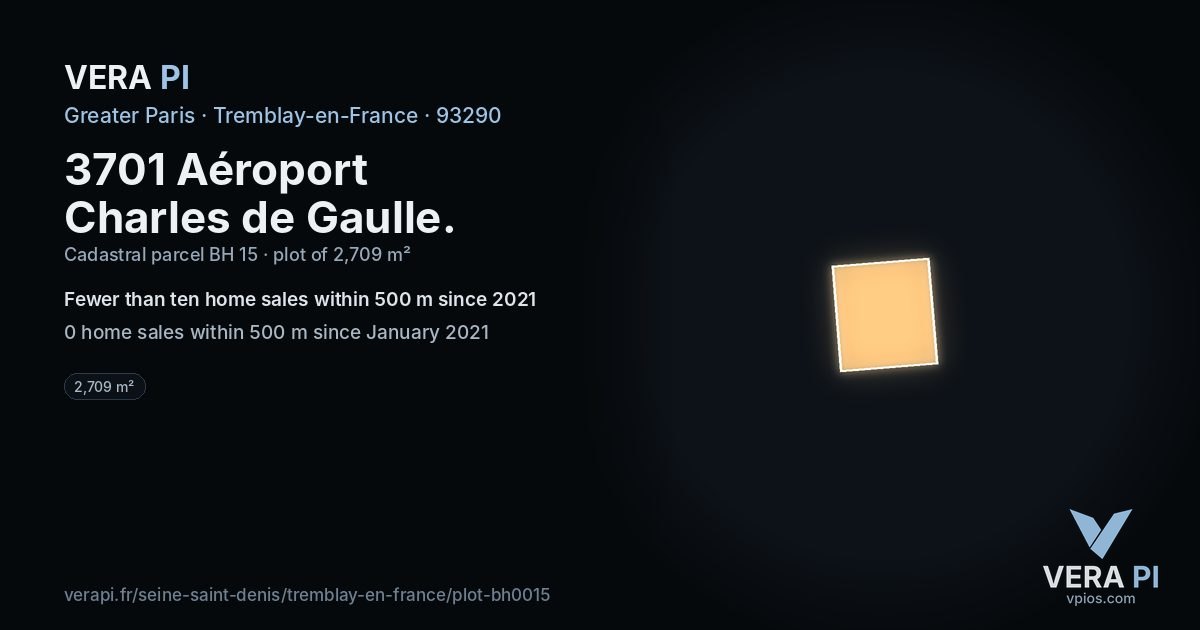3701 Aéroport Charles de Gaulle, Tremblay-en-France at night – the plot lit, the parcels around coloured by the prices near them