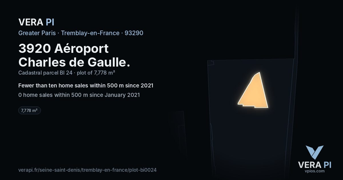 3920 Aéroport Charles de Gaulle, Tremblay-en-France at night – the plot lit, the parcels around coloured by the prices near them