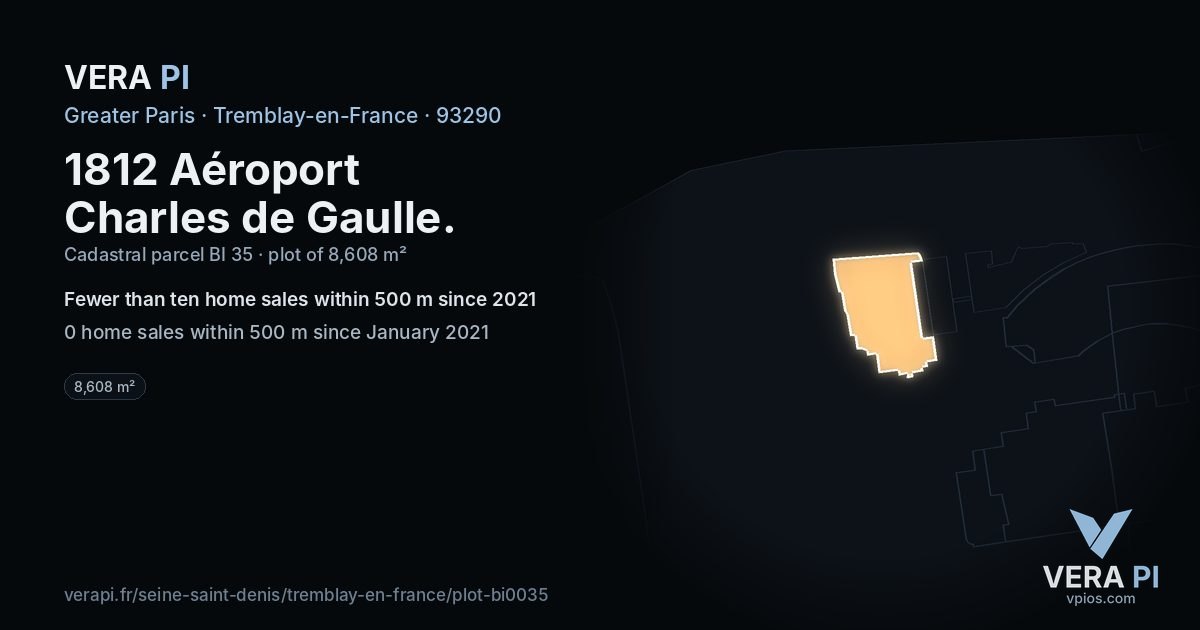 1812 Aéroport Charles de Gaulle, Tremblay-en-France at night – the plot lit, the parcels around coloured by the prices near them