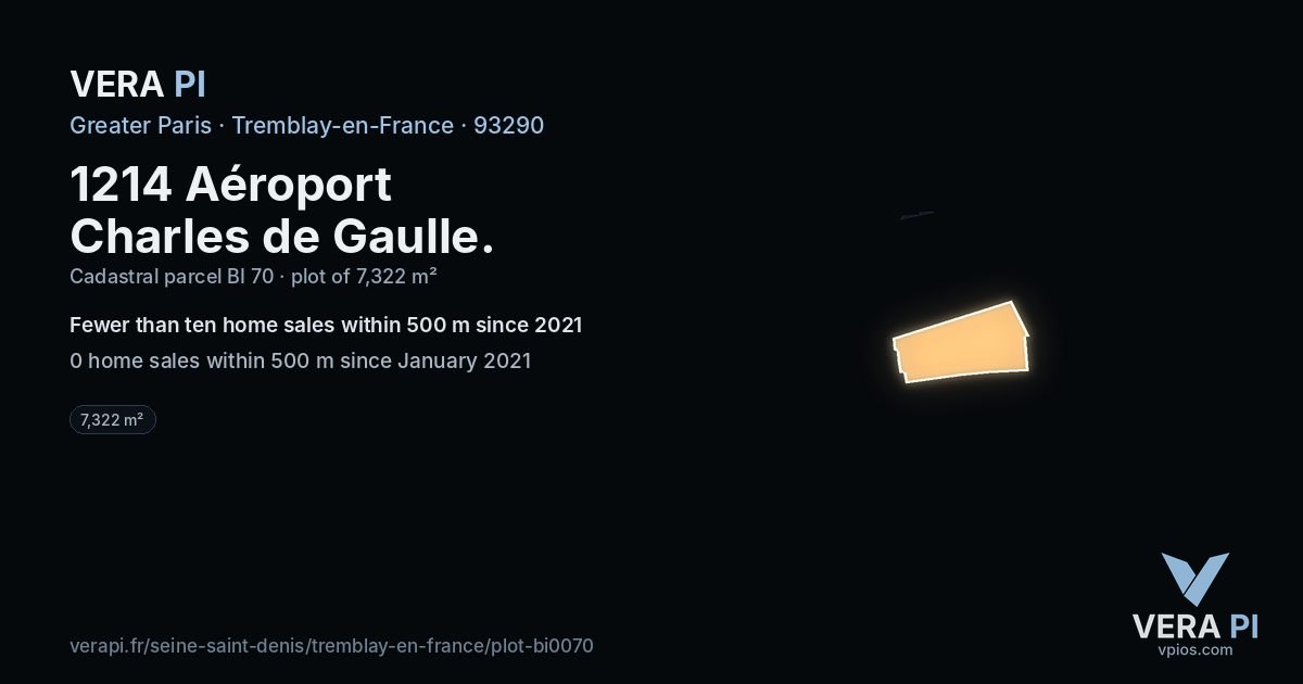 1214 Aéroport Charles de Gaulle, Tremblay-en-France at night – the plot lit, the parcels around coloured by the prices near them
