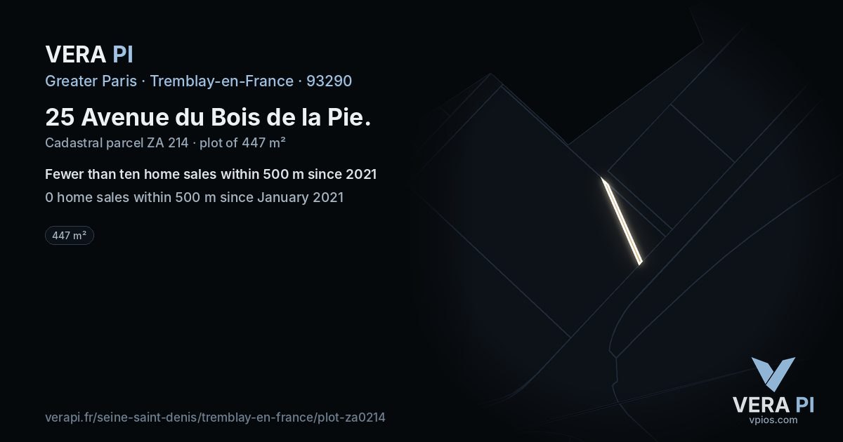 25 Avenue du Bois de la Pie, Tremblay-en-France at night – the plot lit, the parcels around coloured by the prices near them