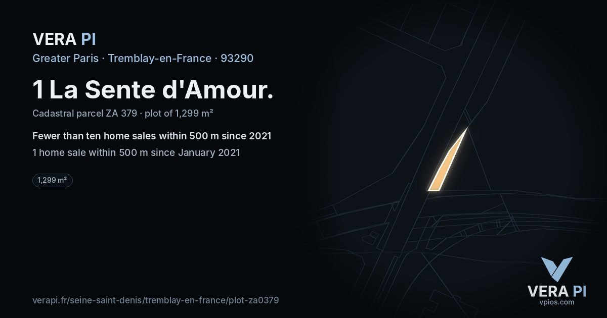 1 La Sente d'Amour, Tremblay-en-France at night – the plot lit, the parcels around coloured by the prices near them
