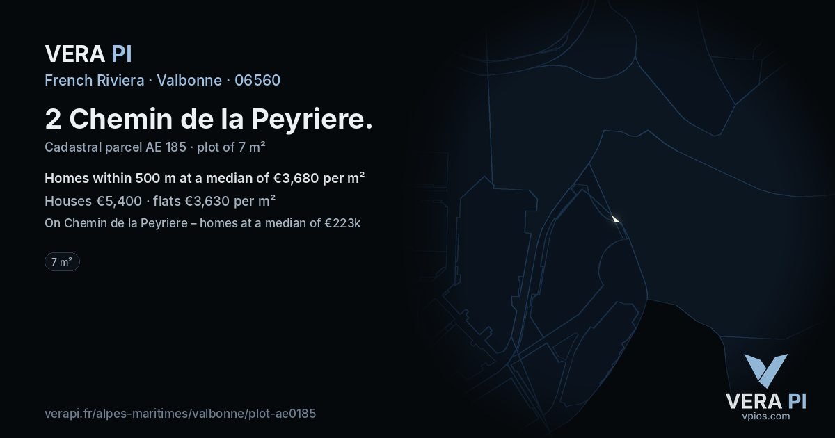 2 Chemin de la Peyriere, Valbonne at night – the plot lit, the parcels around coloured by the prices near them