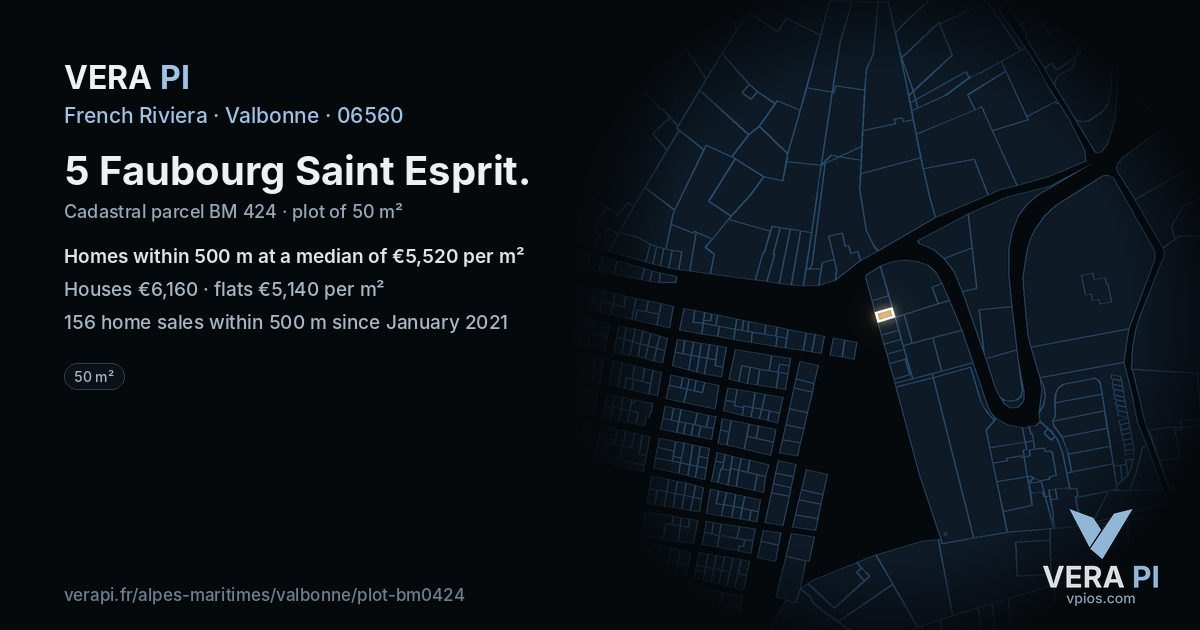 5 Faubourg Saint Esprit, Valbonne at night – the plot lit, the parcels around coloured by the prices near them