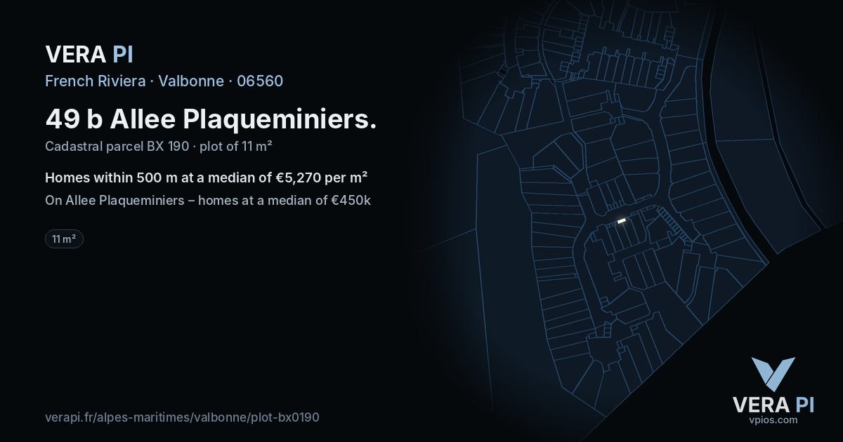 49 b Allee Plaqueminiers, Valbonne at night – the plot lit, the parcels around coloured by the prices near them