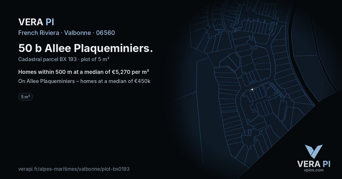 50 b Allee Plaqueminiers, Valbonne at night – the plot lit, the parcels around coloured by the prices near them