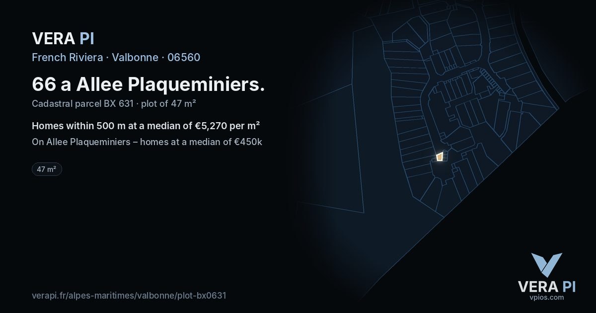 66 a Allee Plaqueminiers, Valbonne at night – the plot lit, the parcels around coloured by the prices near them