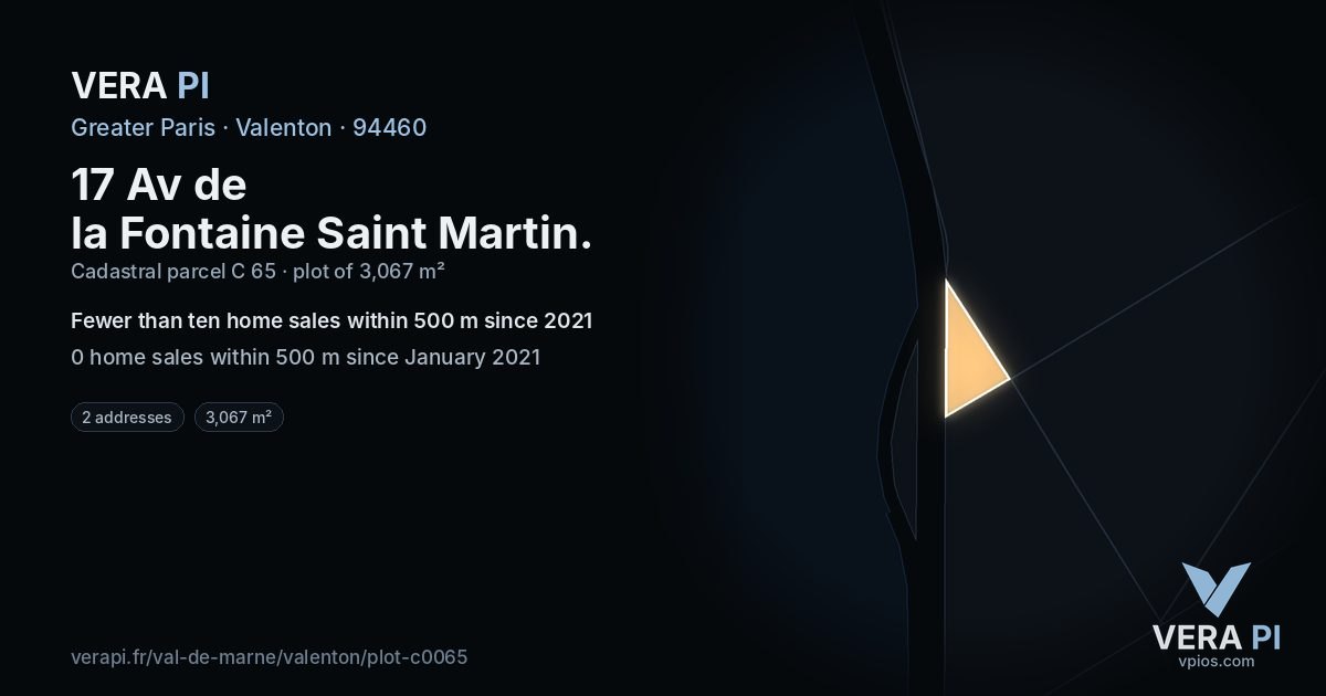 17 Av de la Fontaine Saint Martin, Valenton at night – the plot lit, the parcels around coloured by the prices near them