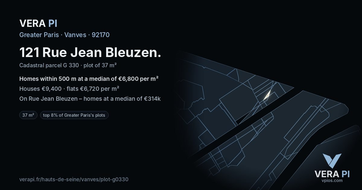 121 Rue Jean Bleuzen, Vanves at night – the plot lit, the parcels around coloured by the prices near them