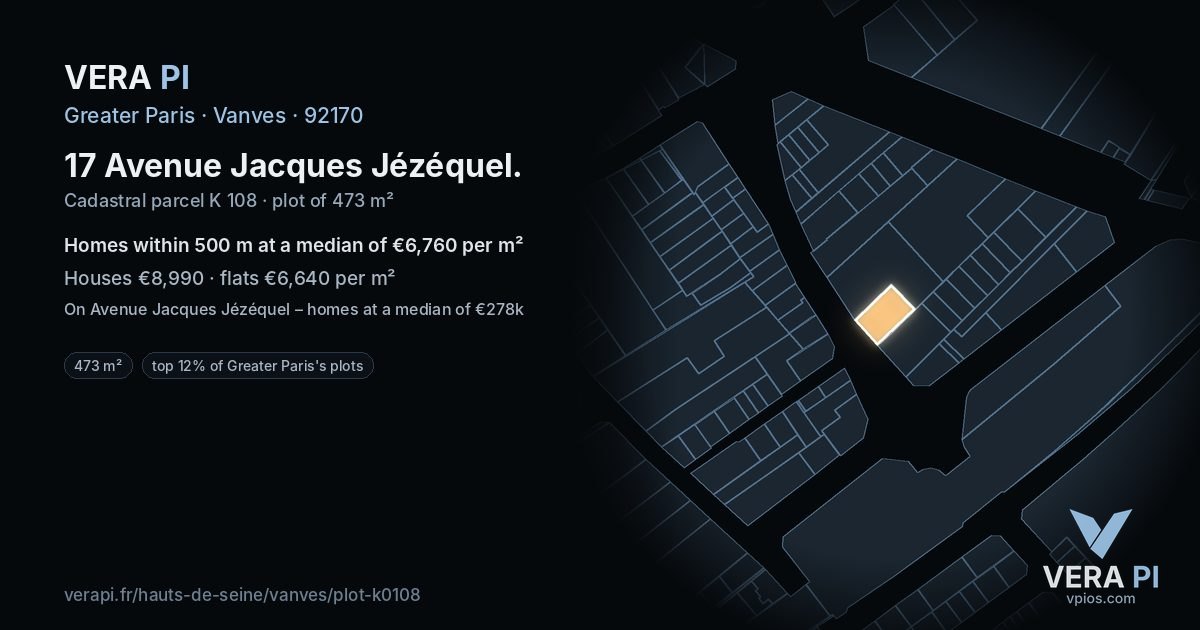 17 Avenue Jacques Jézéquel, Vanves at night – the plot lit, the parcels around coloured by the prices near them