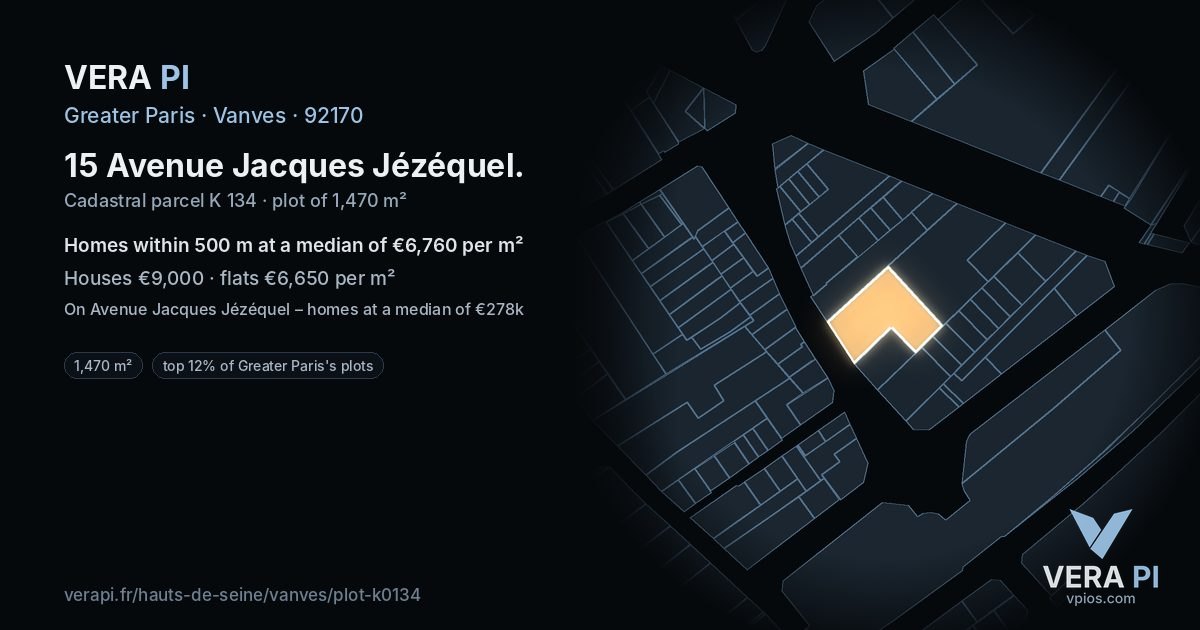 15 Avenue Jacques Jézéquel, Vanves at night – the plot lit, the parcels around coloured by the prices near them