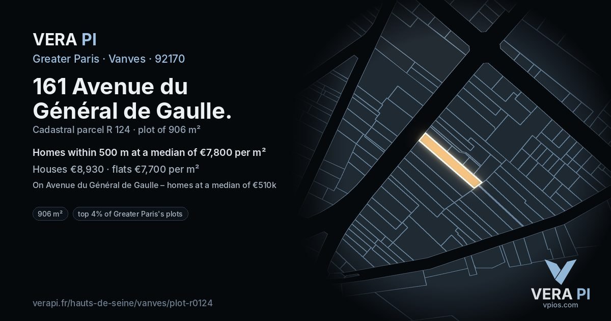 161 Avenue du Général de Gaulle, Vanves at night – the plot lit, the parcels around coloured by the prices near them