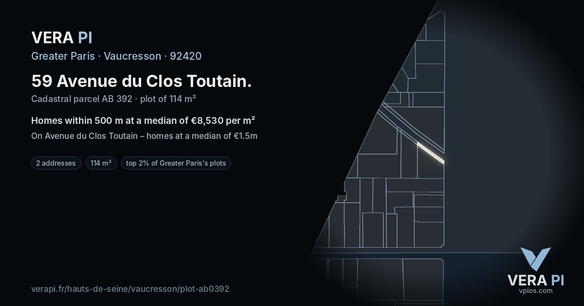 59 Avenue du Clos Toutain, Vaucresson at night – the plot lit, the parcels around coloured by the prices near them
