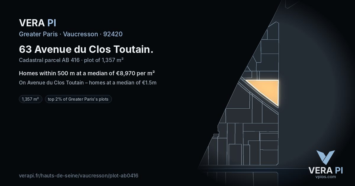 63 Avenue du Clos Toutain, Vaucresson at night – the plot lit, the parcels around coloured by the prices near them