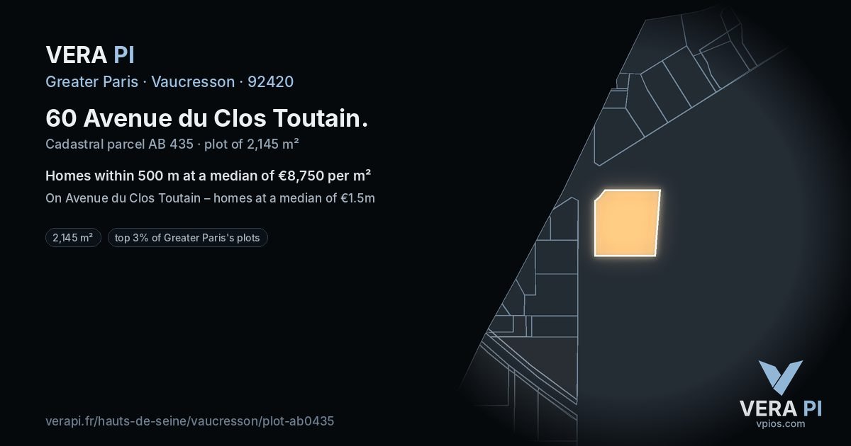 60 Avenue du Clos Toutain, Vaucresson at night – the plot lit, the parcels around coloured by the prices near them