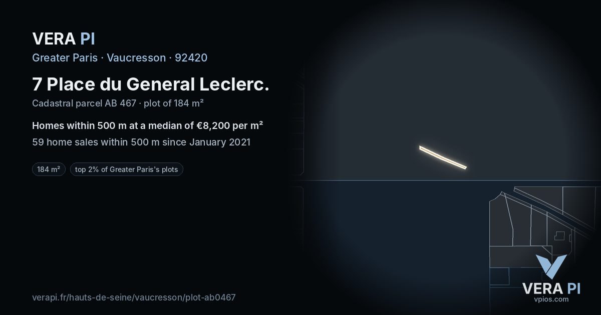 7 Place du General Leclerc, Vaucresson at night – the plot lit, the parcels around coloured by the prices near them