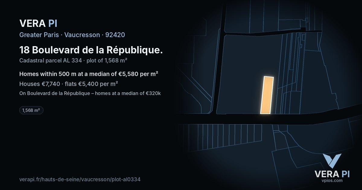 18 Boulevard de la République, Vaucresson at night – the plot lit, the parcels around coloured by the prices near them